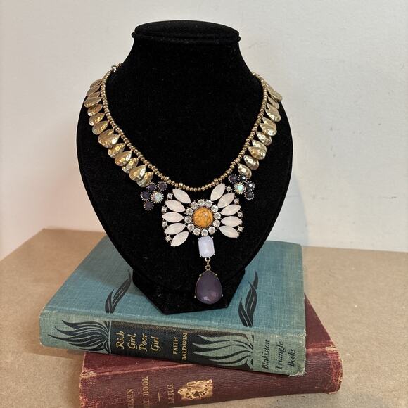 Vintage Signed Napier Necklace Bib Statement Squash Blossom...